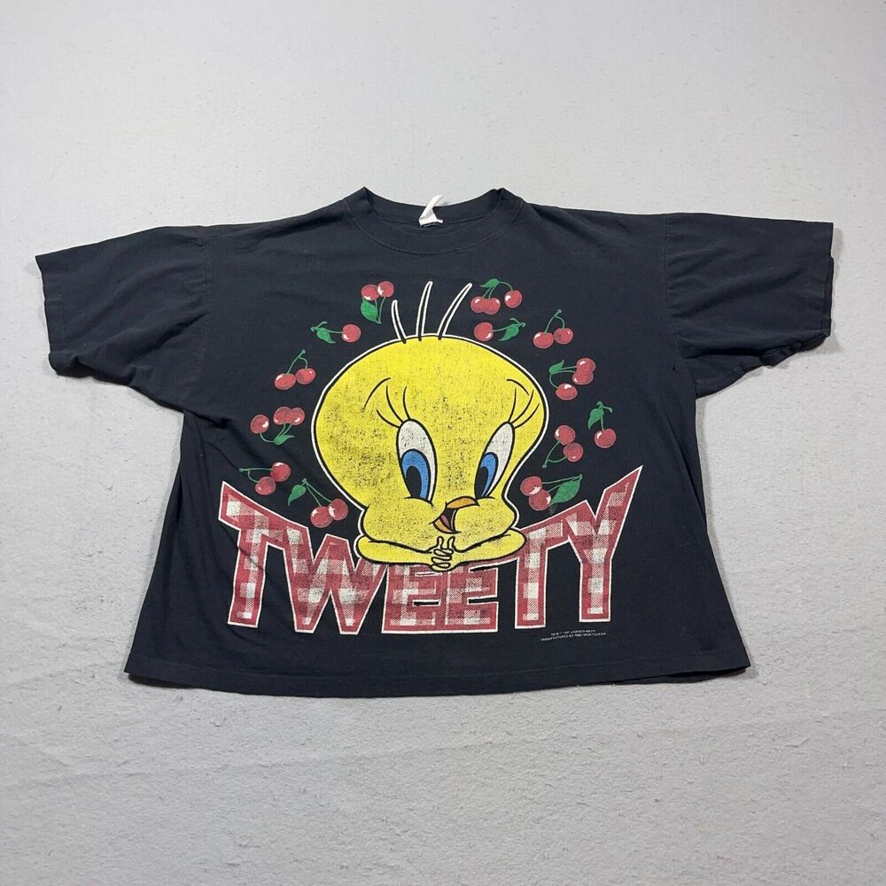 VTG Tweety Bird Tee Shirt‎ Women 1995 XL Looney Tunes - Holes* Single Stitch